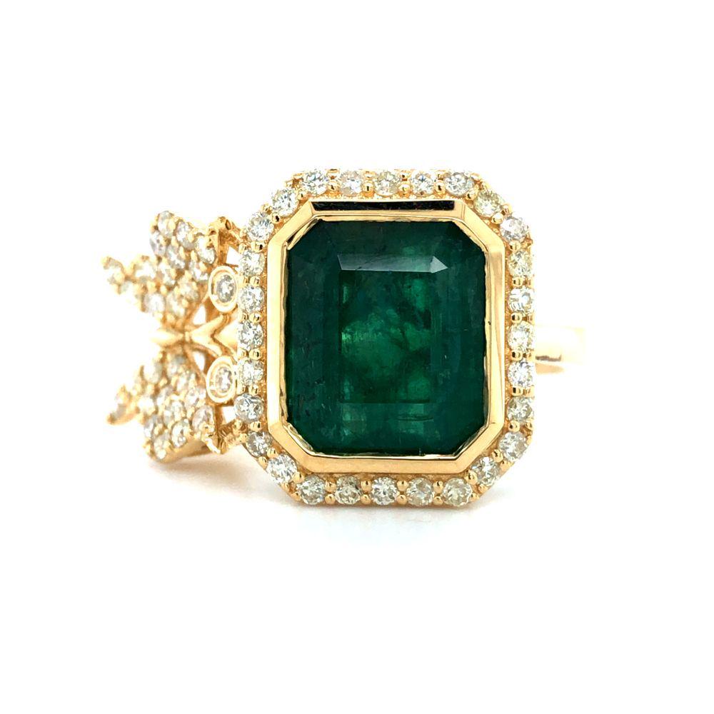 Intense Green Emerald & Diamond Butterfly Ring (1 of 11)