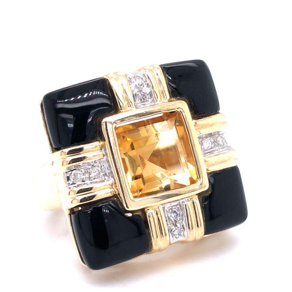 Black Onyx, Citrine, and Diamond Ring (1 of 5)