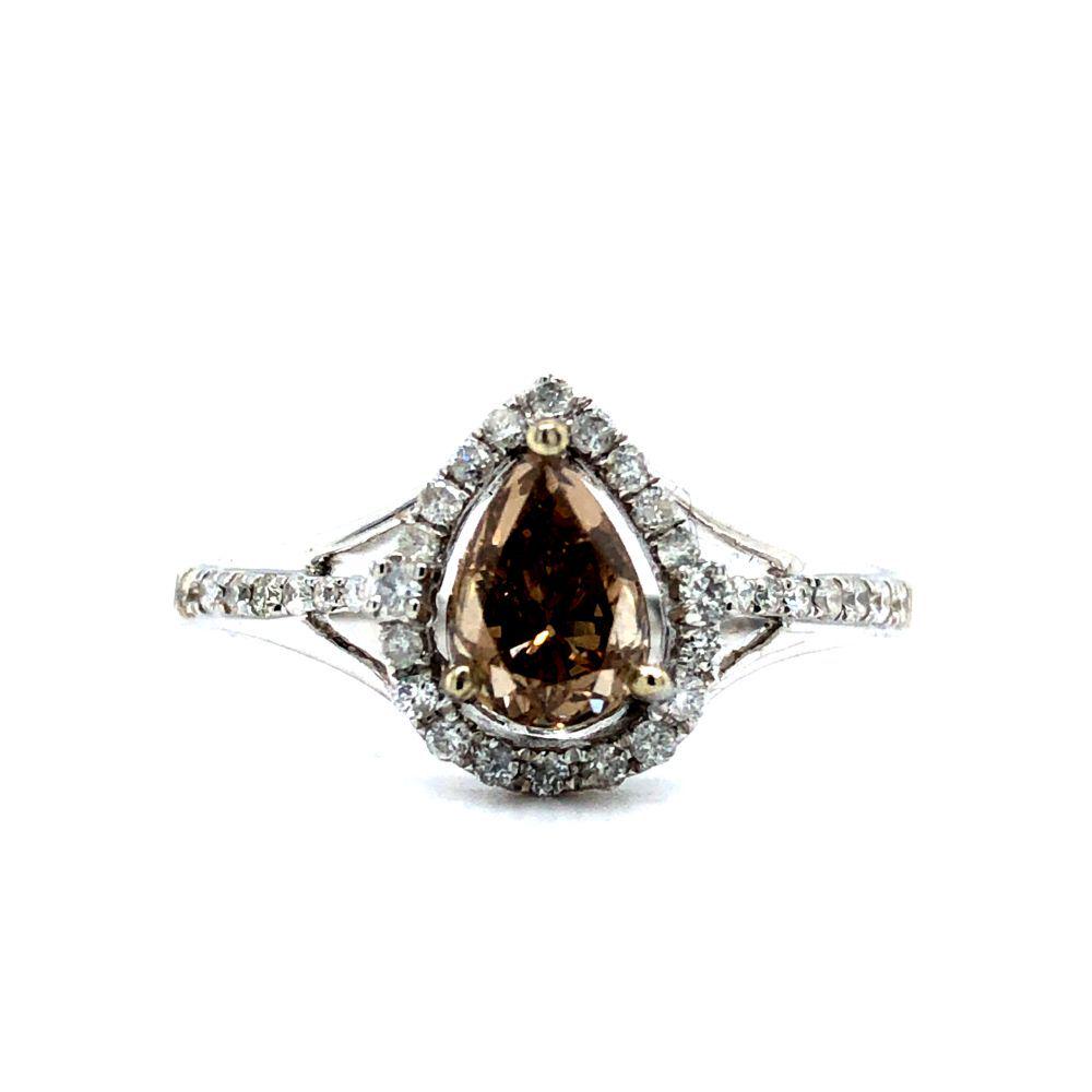 Designer Fancy Brown Diamond Ring with Diamond Halo (1 of 12)