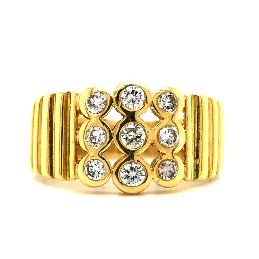 Bezel Set Diamond Wide Gold Band (1 of 10)