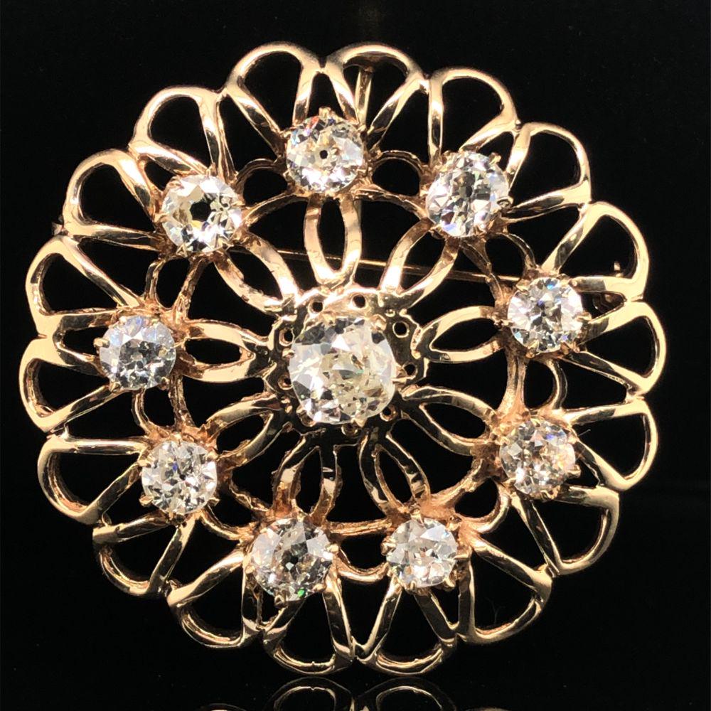 Old Mine Cut Diamond Pendant Brooch Convertible (1 of 9)
