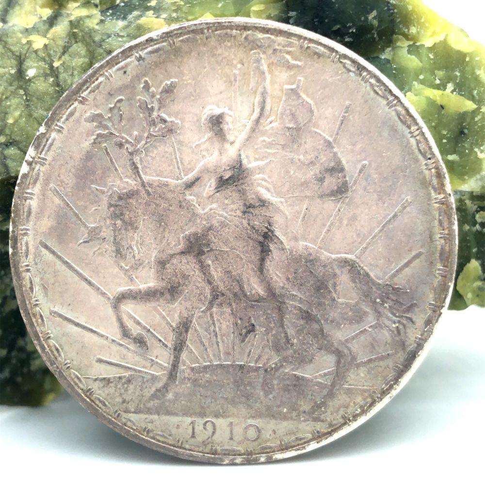 1910 Mexico Caballito Peso Choice Original XF+: A 1910 Mexico Caballito Peso in Choice XF+ condition. Real nice original multi-colored surfaces with hardly a distraction. A great addition to any Mexico Peso collection. 