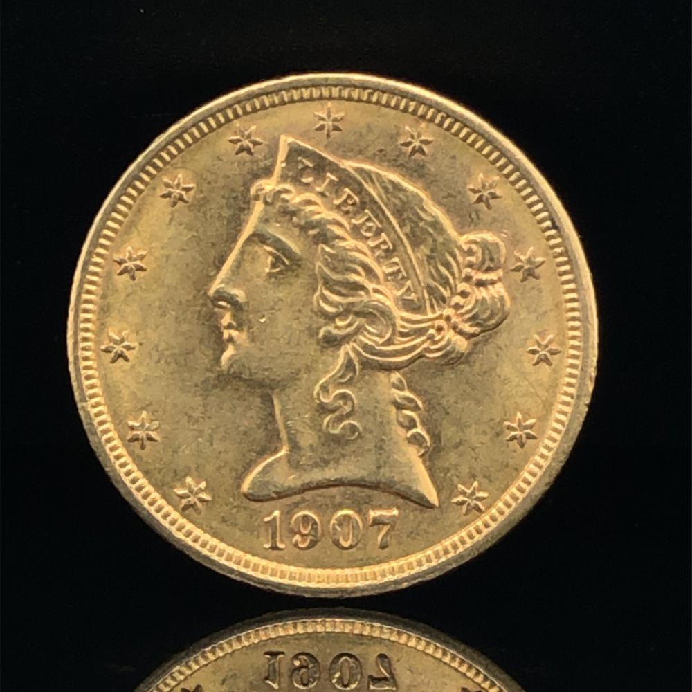 1907 US Liberty $5.00 Gold Choice Unc (1 of 2)