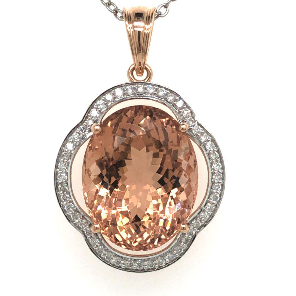 Morganite and Diamond Halo Pendant (1 of 5)