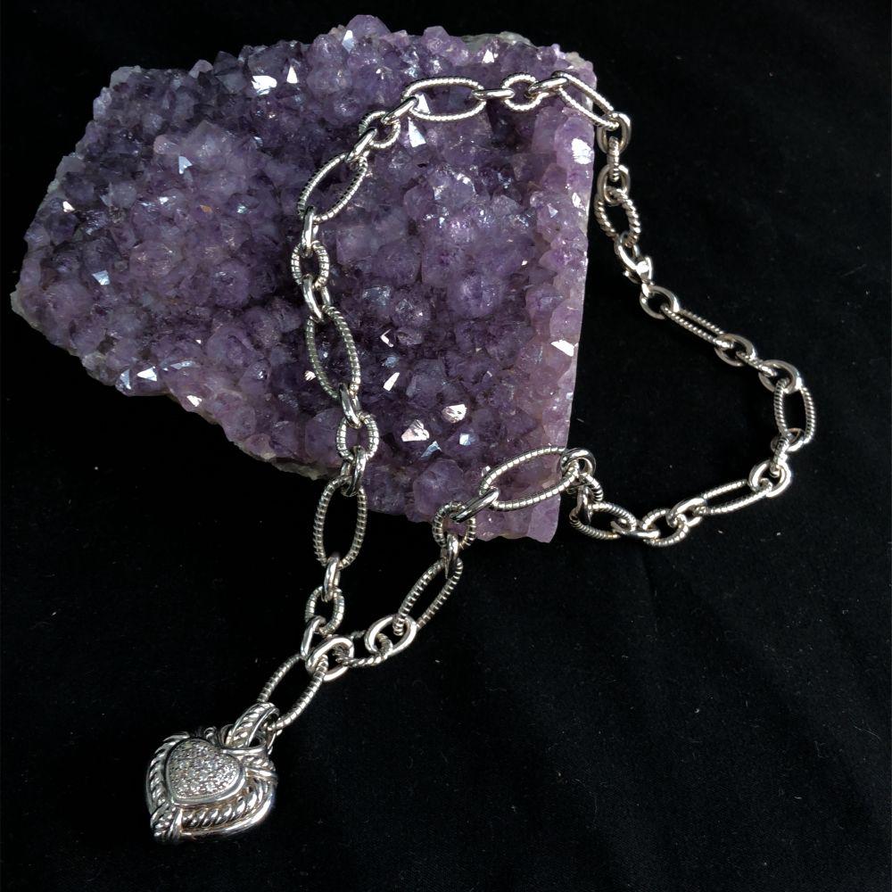 Judith Ripka Reversible Heart Diamonique Necklace (1 of 9)