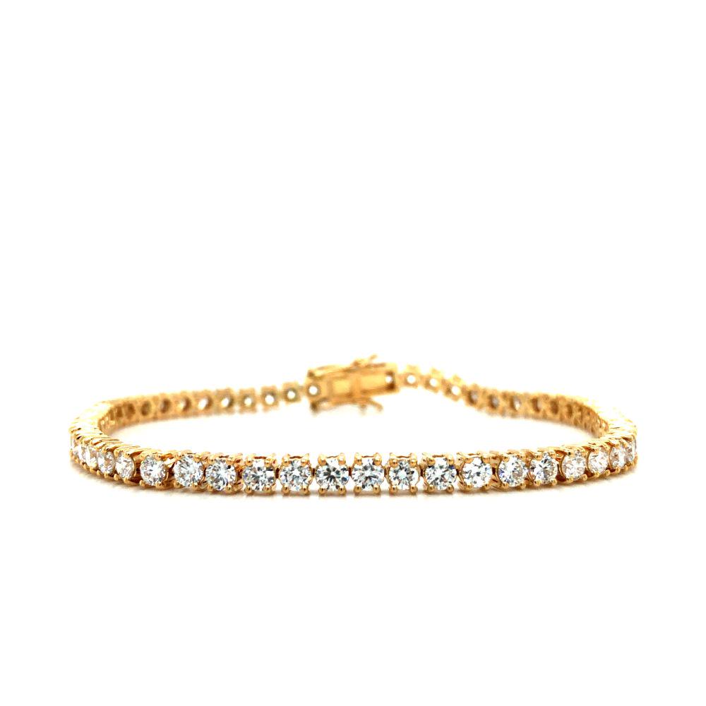 5.05 CTW Diamond Tennis Bracelet (Lab-Grown): Lab-Grown Diamond Tennis Bracelet. Lab-grown diamonds are more popular than ever! There are 5.05 carats for round, brilliant-cut, G-H color, VS1-VS2 clarity diamonds that are prong-set in 14 kar