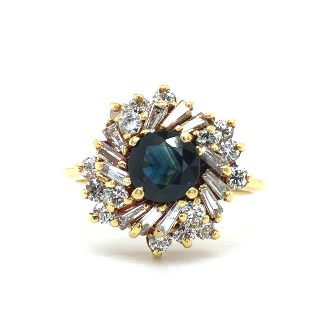 Blue-Green Sapphire and Diamond Ring (1 of 6)