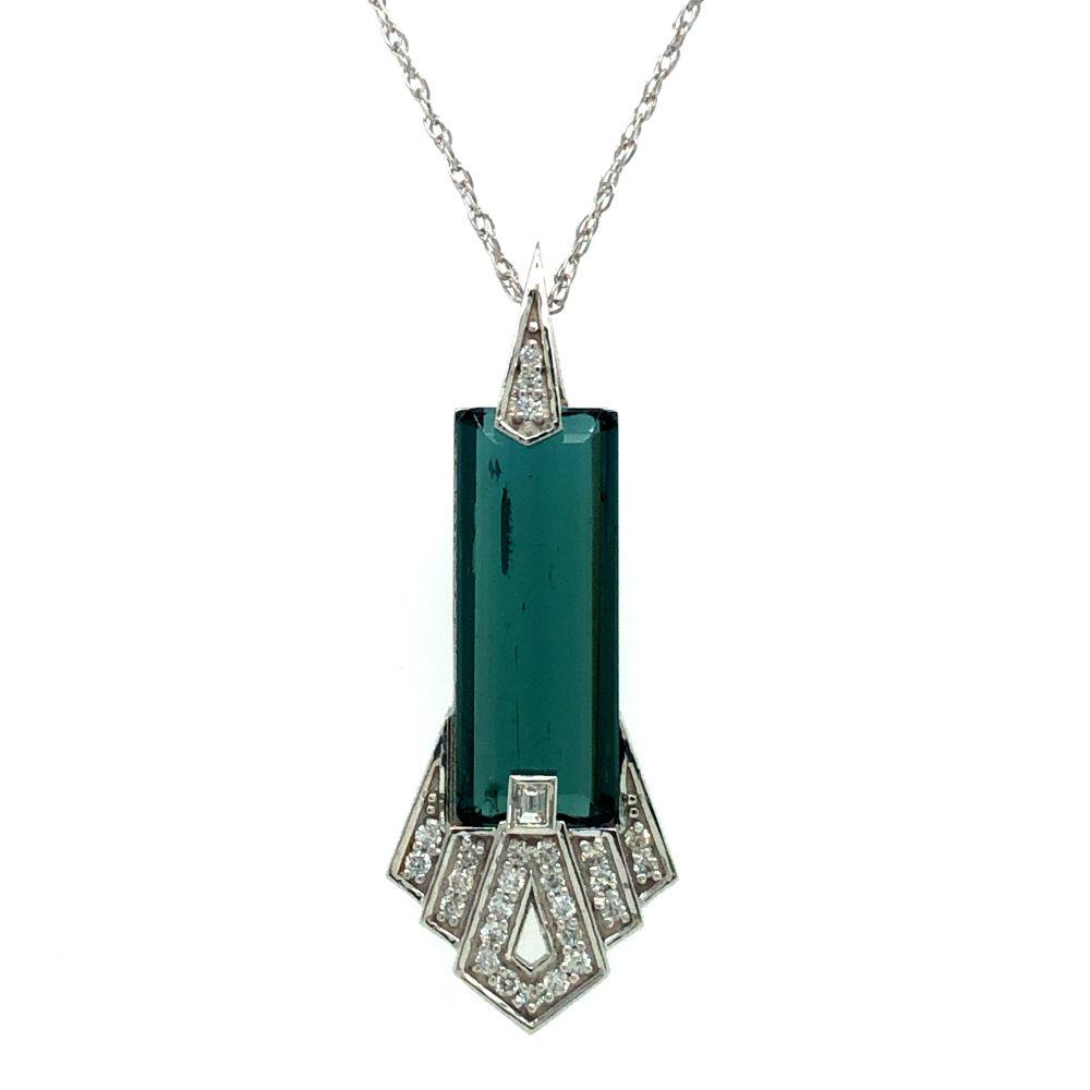 Green-Blue Tourmaline and Diamond Necklace (1 of 5)