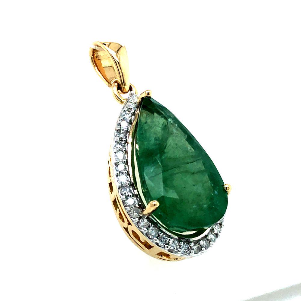 Pear-Shaped Emerald and Diamond Halo Pendant (1 of 4)