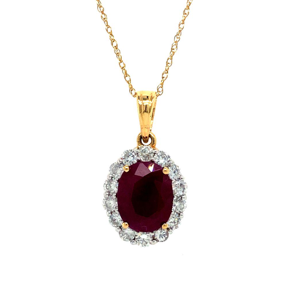 Classic Ruby and Impressive Diamond Halo Necklace (1 of 4)