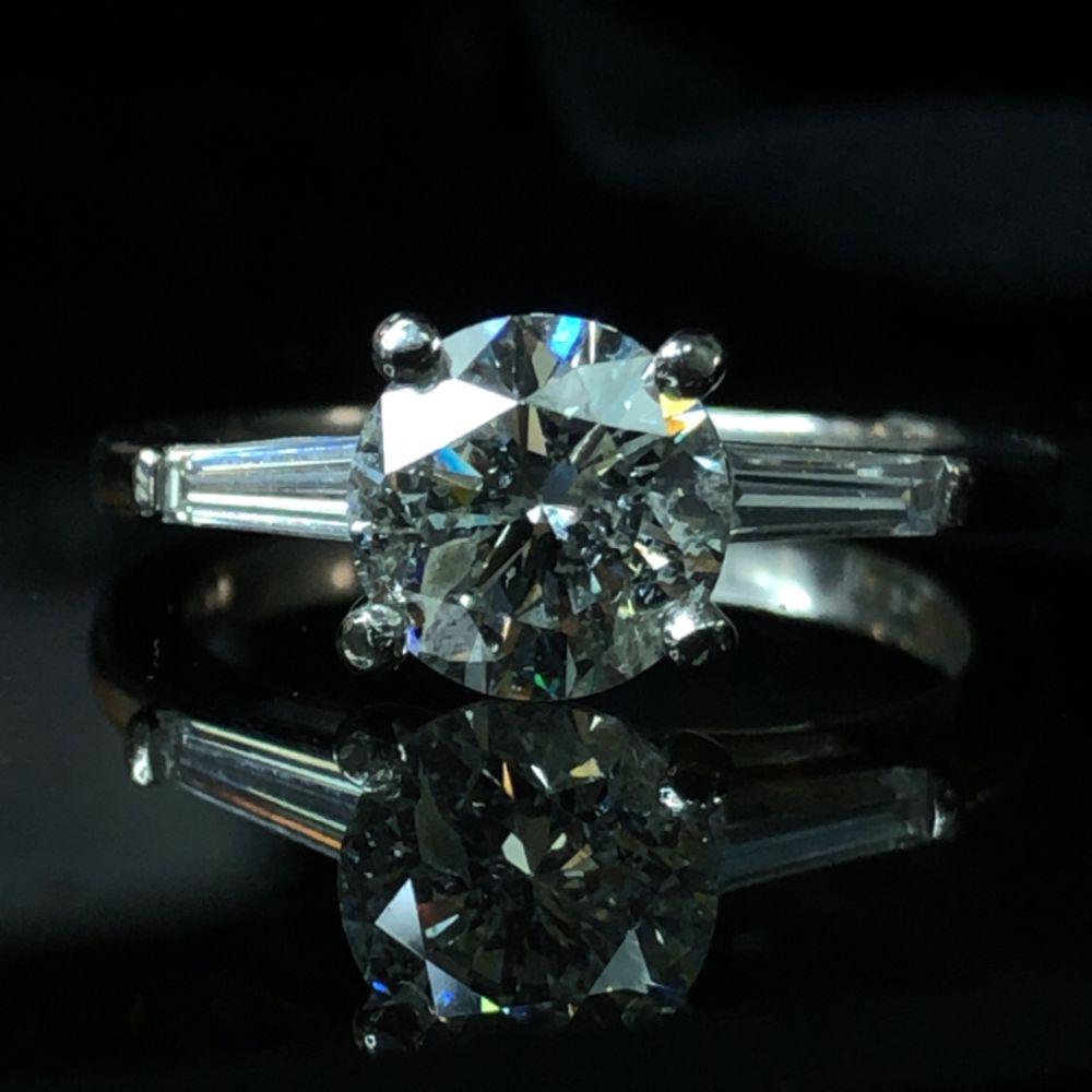 1.54 CT Diamond Solitaire Ring with Baguette Sides (1 of 13)