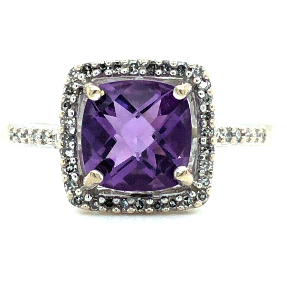Signed Alwand Vahan Amethyst & Diamond Halo Ring (1 of 3)