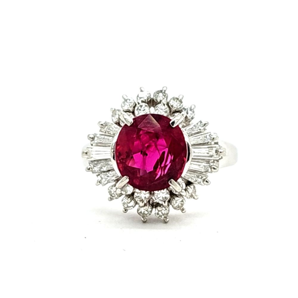 GIA Thailand Ruby and Diamond-Framed Platinum Ring (1 of 7)