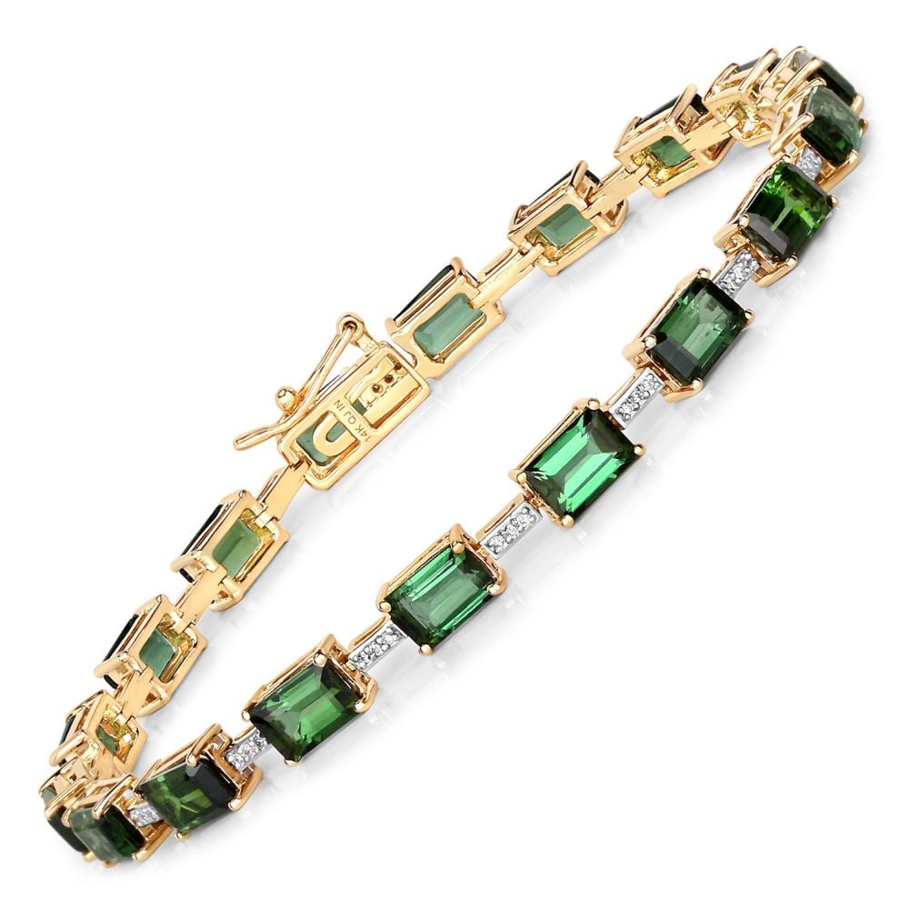 Octagonal-Cut Green Tourmaline & Diamond Bracelet (1 of 5)