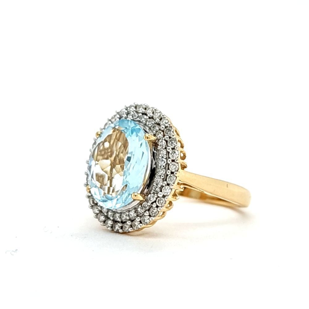 Aquamarine Ring with Tiered Diamond Halo (1 of 7)