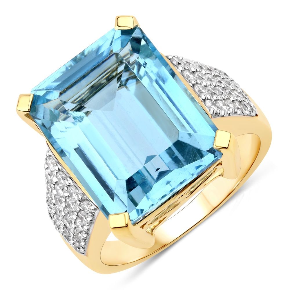 Aquamarine & Diamond Ring w/ Wide Solid Shoulders (1 of 9)