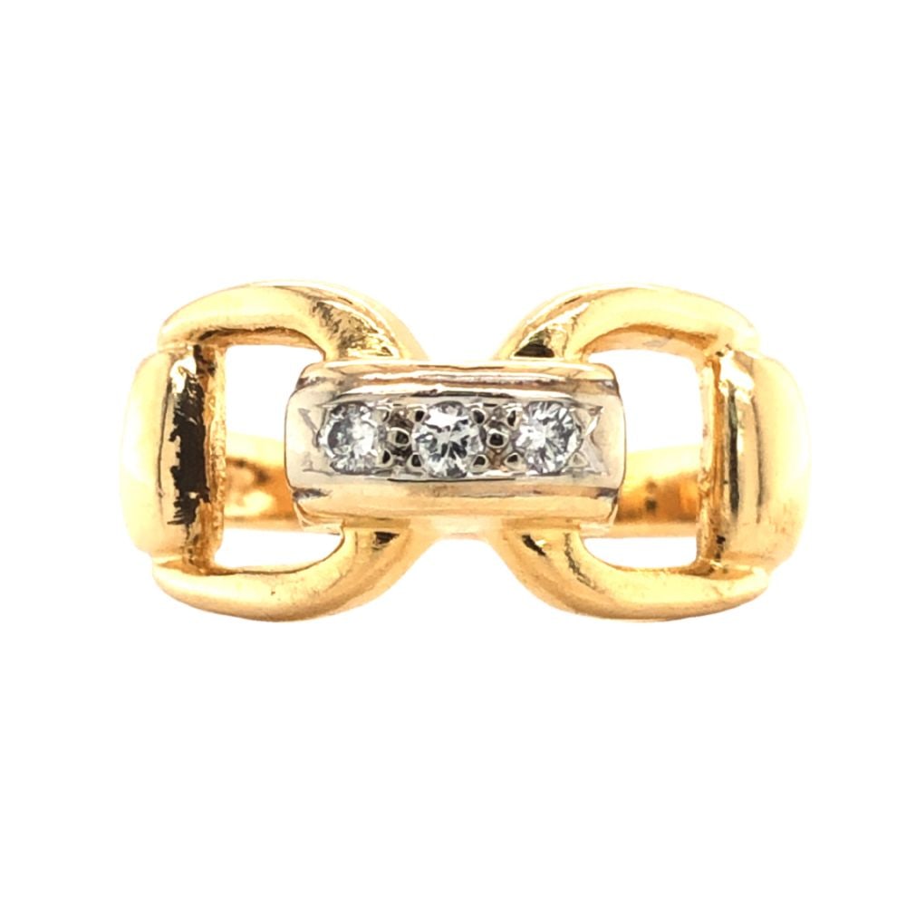 Yellow Gold and Diamond Stirrup Equestrian Ring (1 of 4)