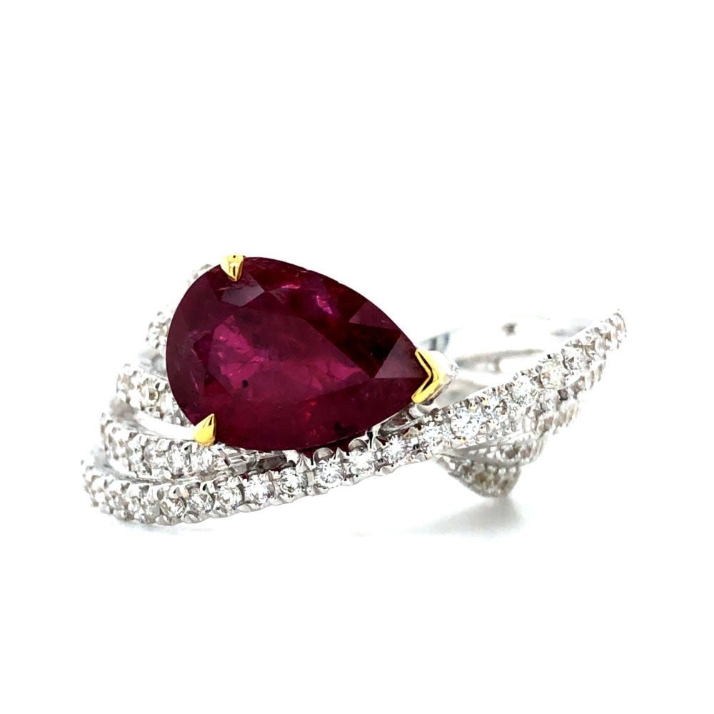 GIA Unheated Ruby & Intricate Design Diamond Ring (1 of 7)