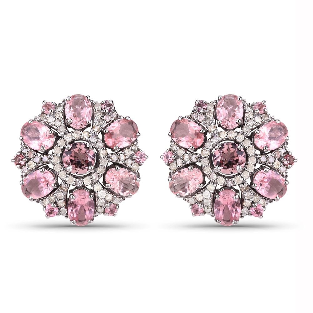 Pink Tourmaline & Diamond Post Earrings (1 of 3)