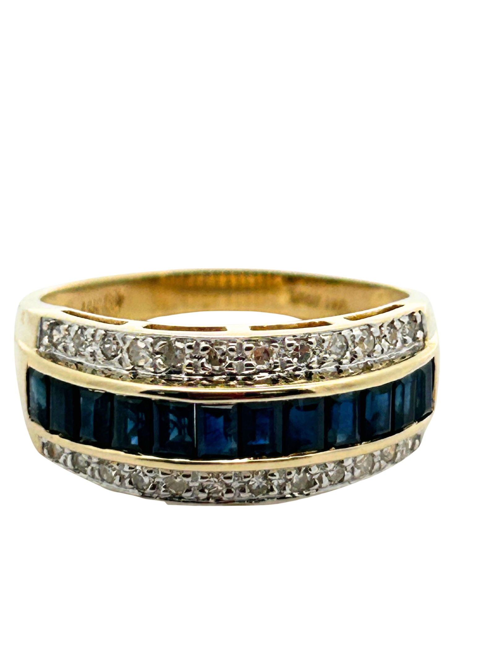 Diamond & Sapphire Band Ring 14kt Gold (1 of 5)