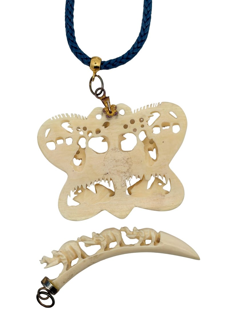 Bone On Blue Chord Necklace (1 of 6)