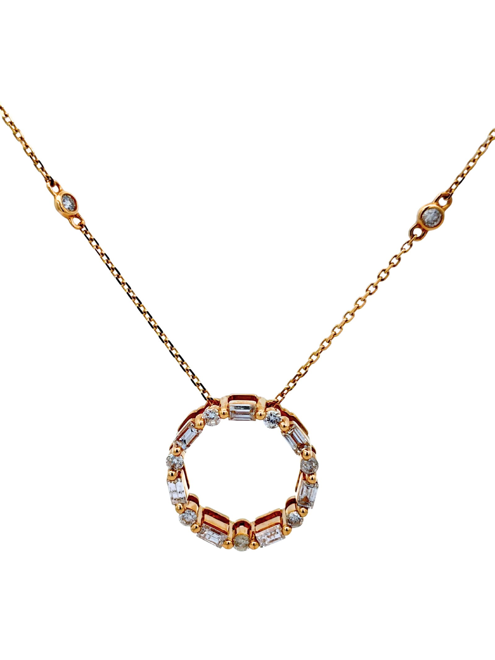 14K Diamond Circle Pendant on Chain (1 of 4)