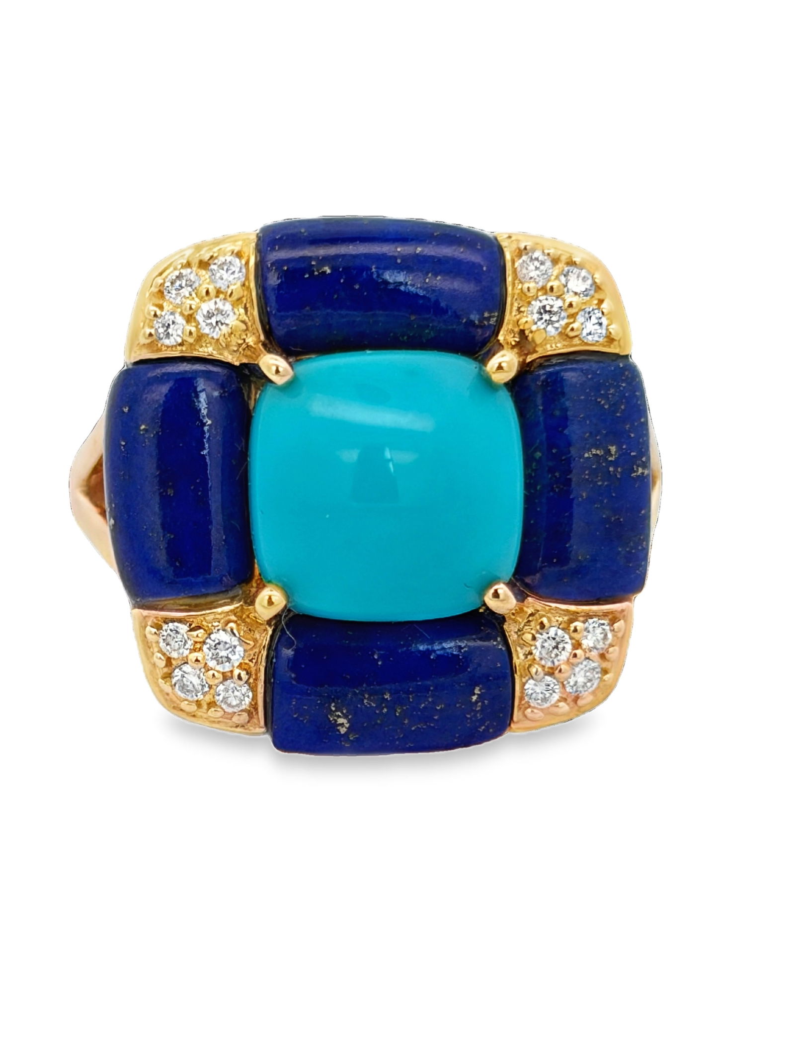 Turquoise, Lapis & Diamond Ring (1 of 5)