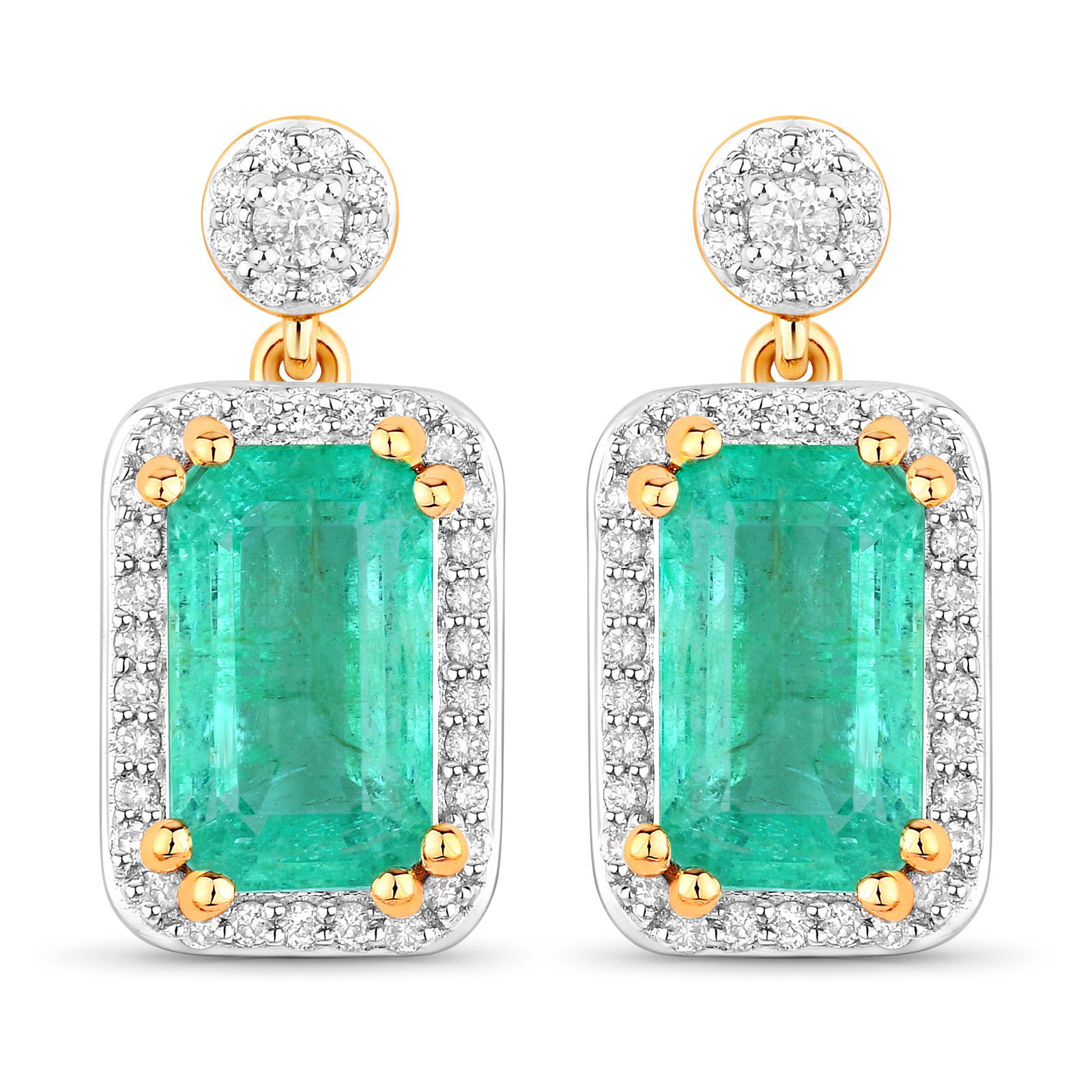 3.64CT Ethiopian Emerald and Diamond Earrings: QJ8423/109-MMEE These striking Ethiopian emerald and diamond earrings capture the essence of refined luxury with a vibrant modern flair. Each earring showcases a rectangular emerald-cut Ethiopian eme