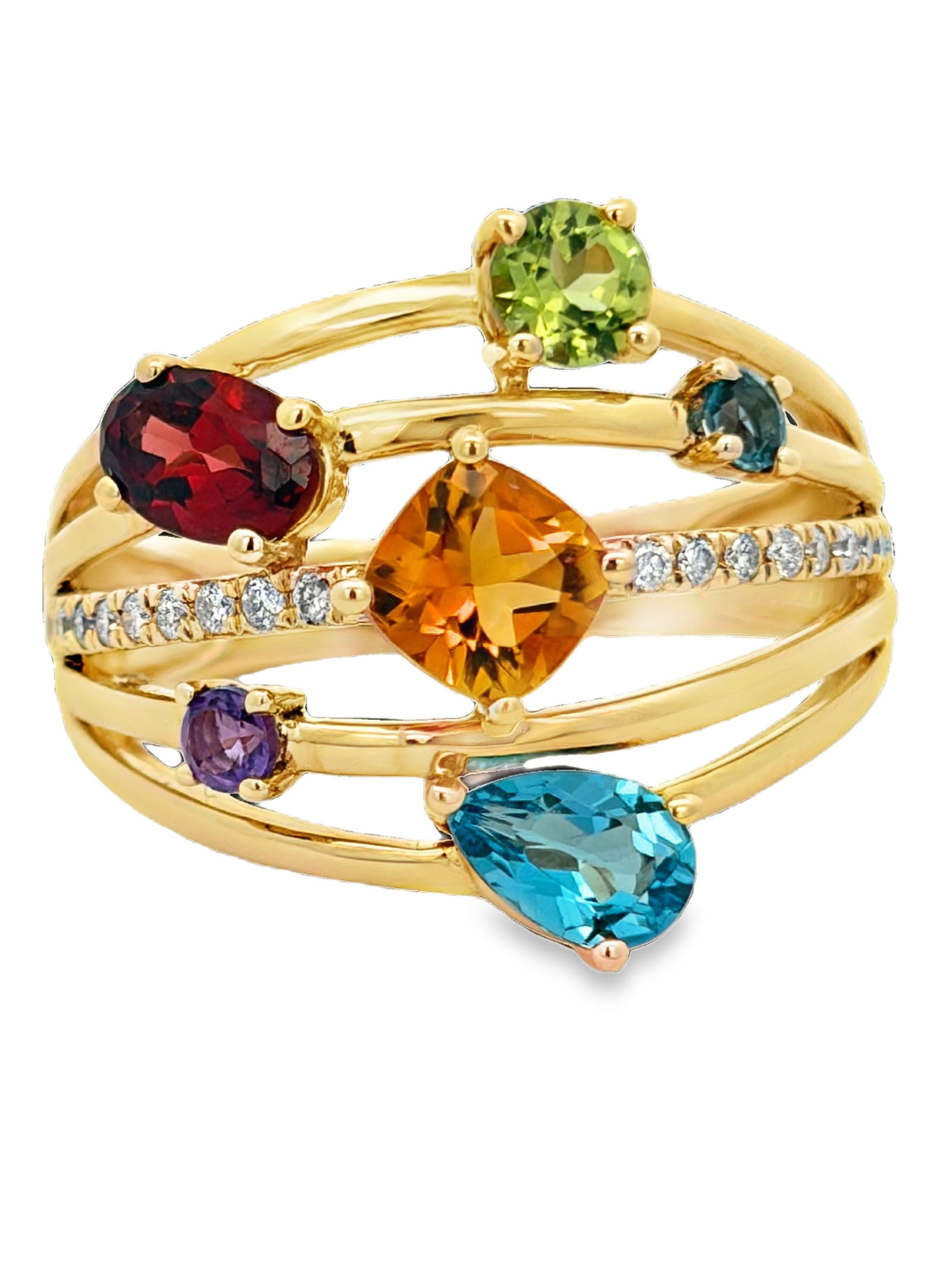 Multi Gemstone & Diamond Ring (1 of 4)