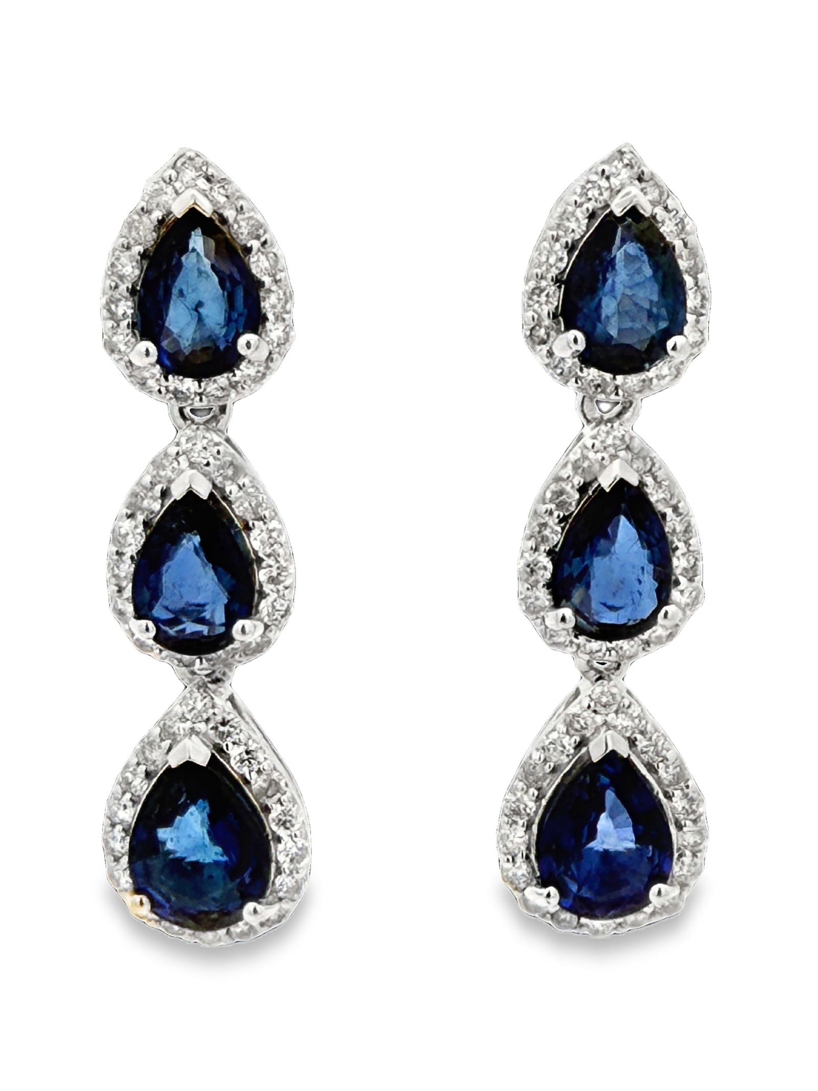 14K Diffused Sapphire & Diamond Drop Earrings (1 of 4)
