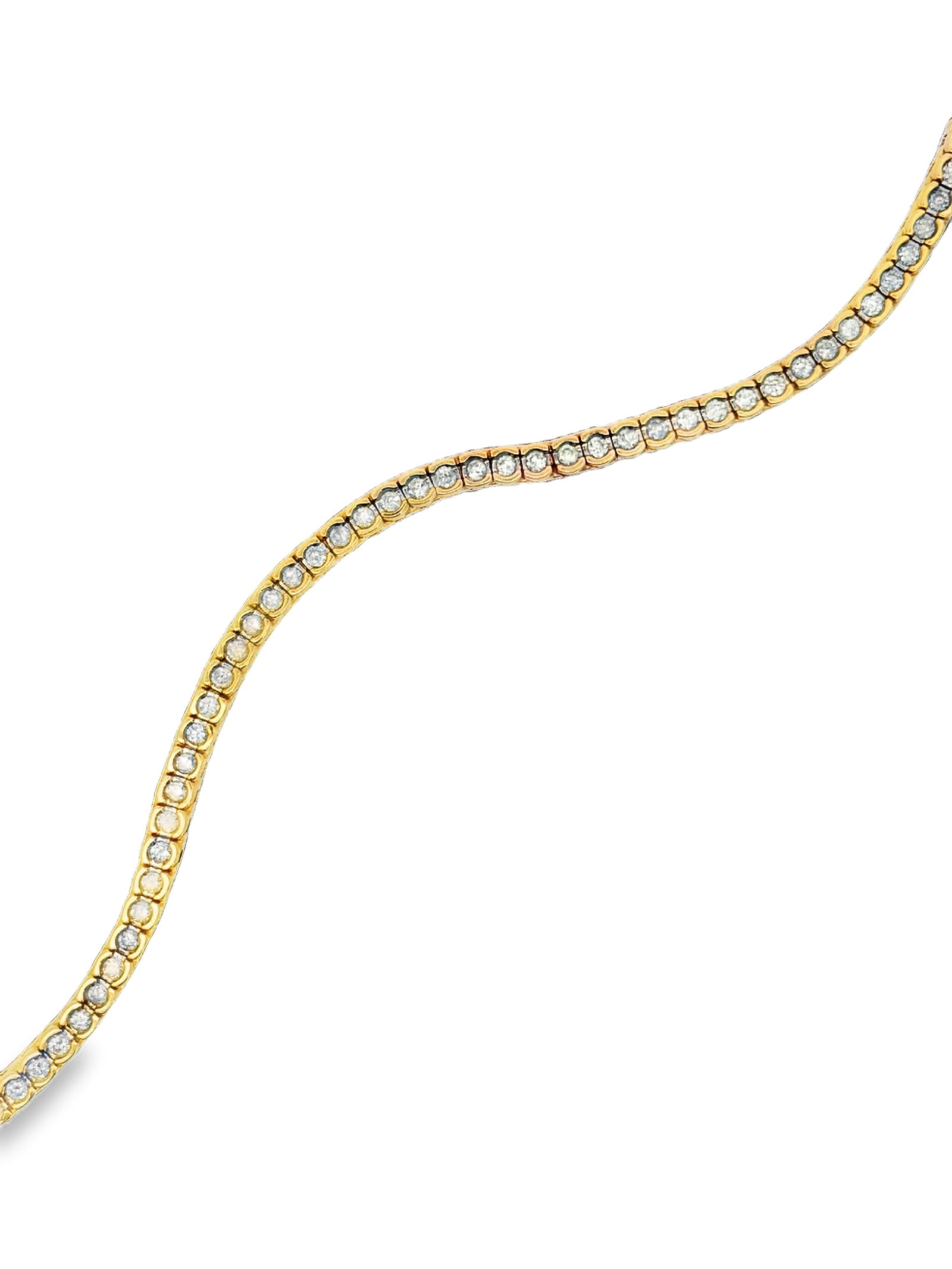 2.50 CTW Diamond Tennis Bracelet: ISL22393/46-MTOY Dazzle and delight with this stunning classic tennis bracelet, featuring approximately 2.50 carats total weight of brilliant natural diamonds set in lustrous 14K yellow gold. The