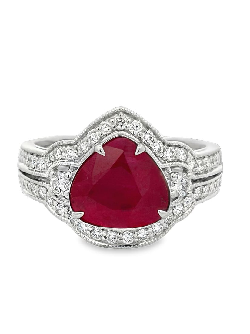 Platinum GIA Burma Ruby & Diamond Ring (1 of 7)