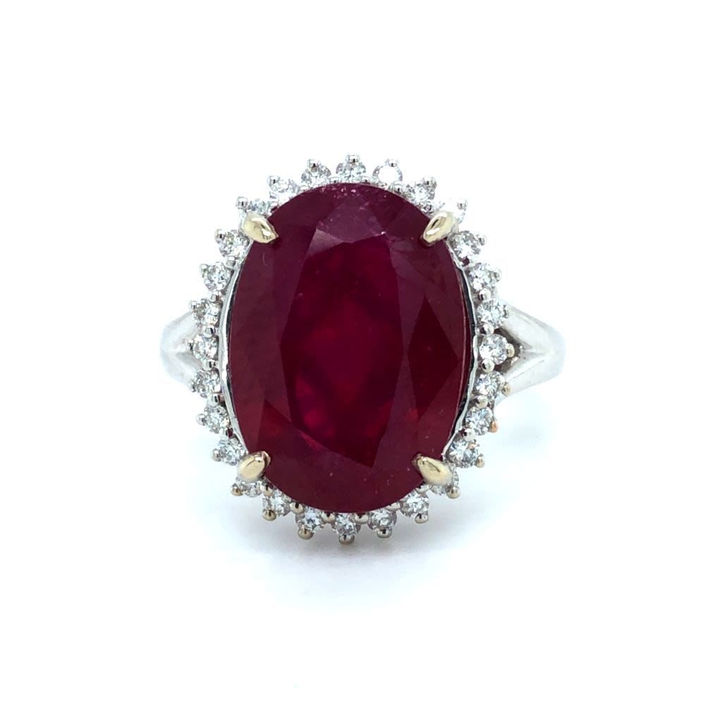 18K Ruby and Diamond Halo Ring (1 of 5)
