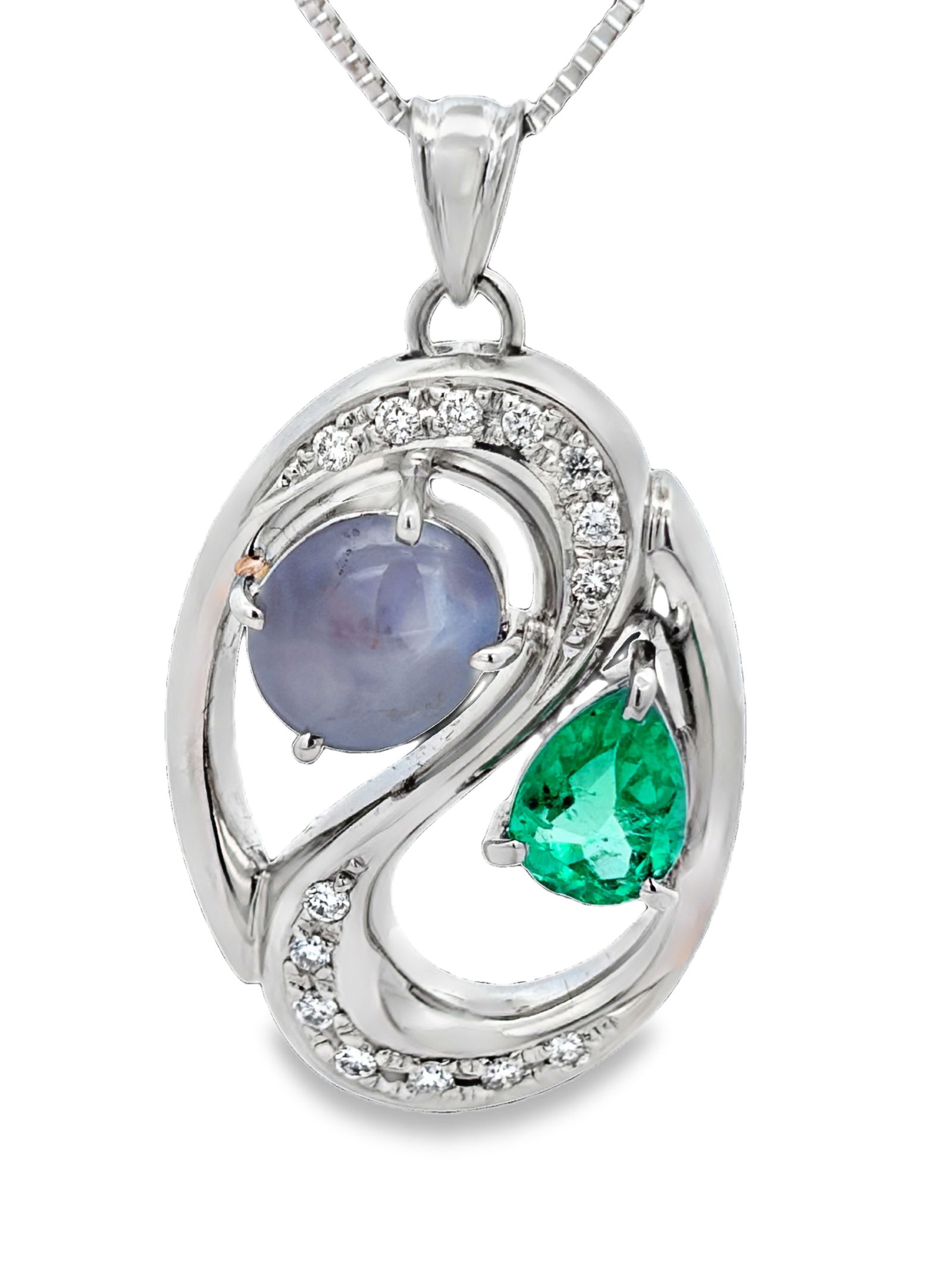 Platinum Emerald & Diamond Necklace (1 of 4)