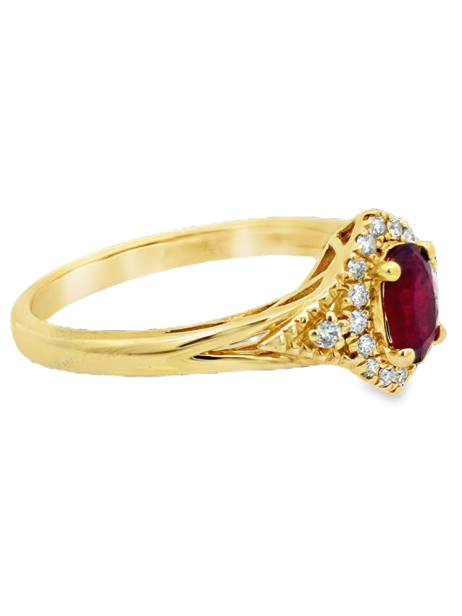 Ladies Oval Ruby & Diamond Ring - 4