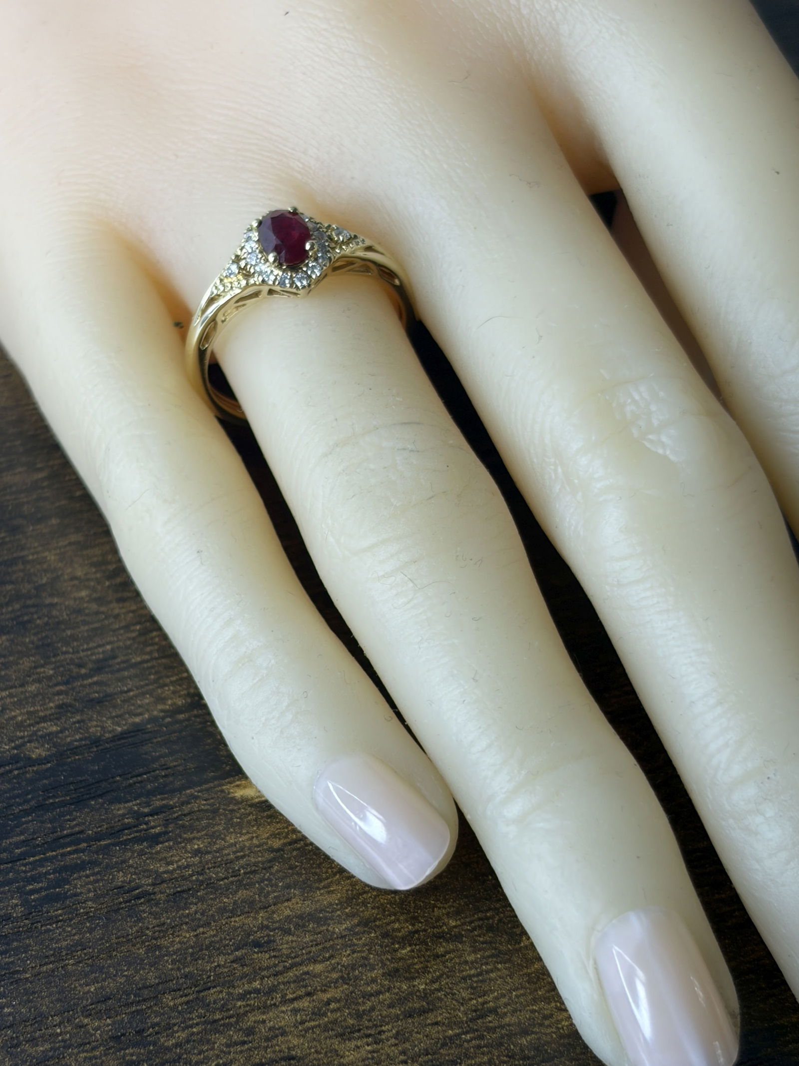 Ladies Oval Ruby & Diamond Ring - 5