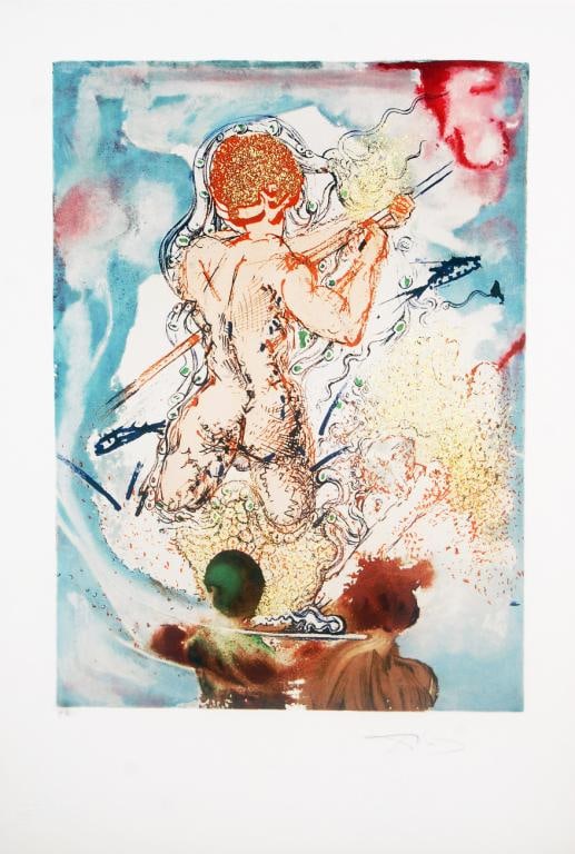 Salvador Dali Lithograph Mixed Media Hand Signed: BAT925A/3-YSSS Description: Sinbad le Marin (Sinbad the Sailor) Artist Name: Salvador Dali Medium: Color lithograph, Engraving + Mixed Media on heavy rag paper Year: