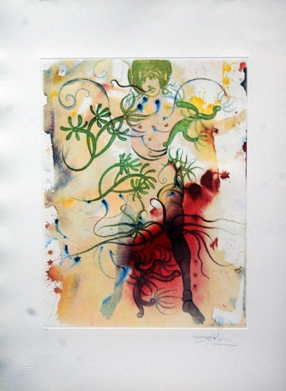 Salvador Dali Lithograph + Mixed Media Hand Signed: BAT925A/4-YSSS Description: Les Liaisons d' Amour (Liaisons of Love) Artist Name: Salvador Dali Medium: Color engra