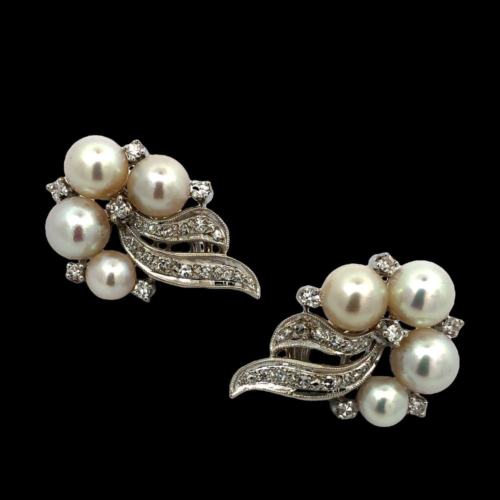 Pearl & Diamond Clip On Earrings (1 of 5)