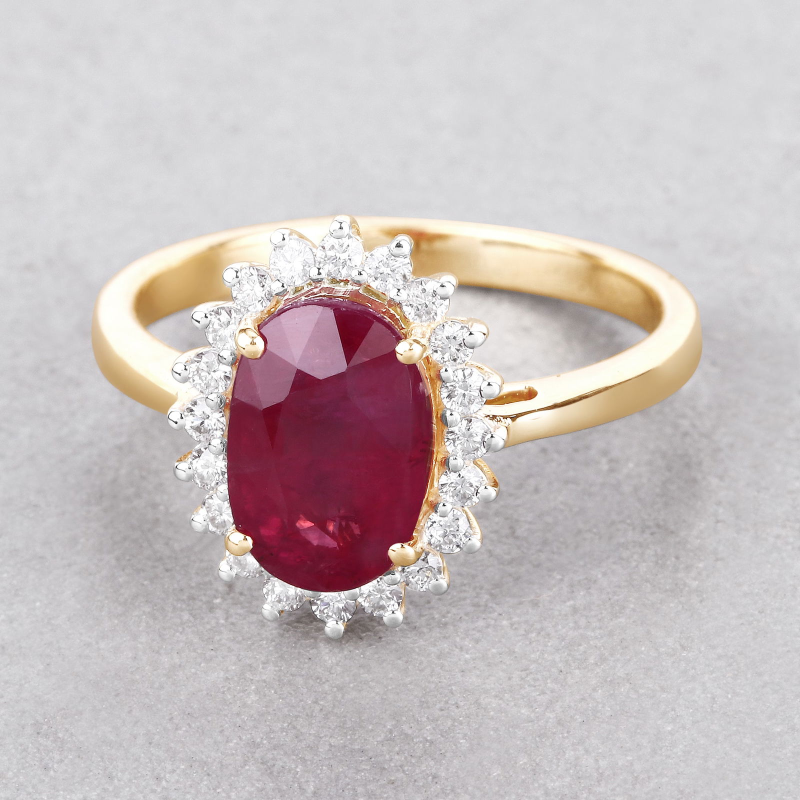 Ruby and Diamond Halo Ring - 2