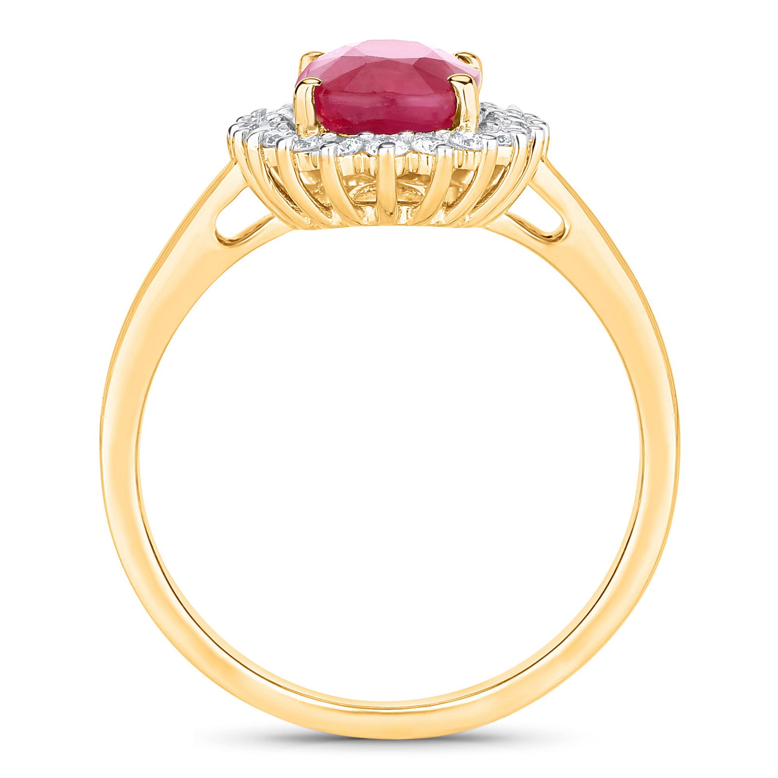 Ruby and Diamond Halo Ring - 4