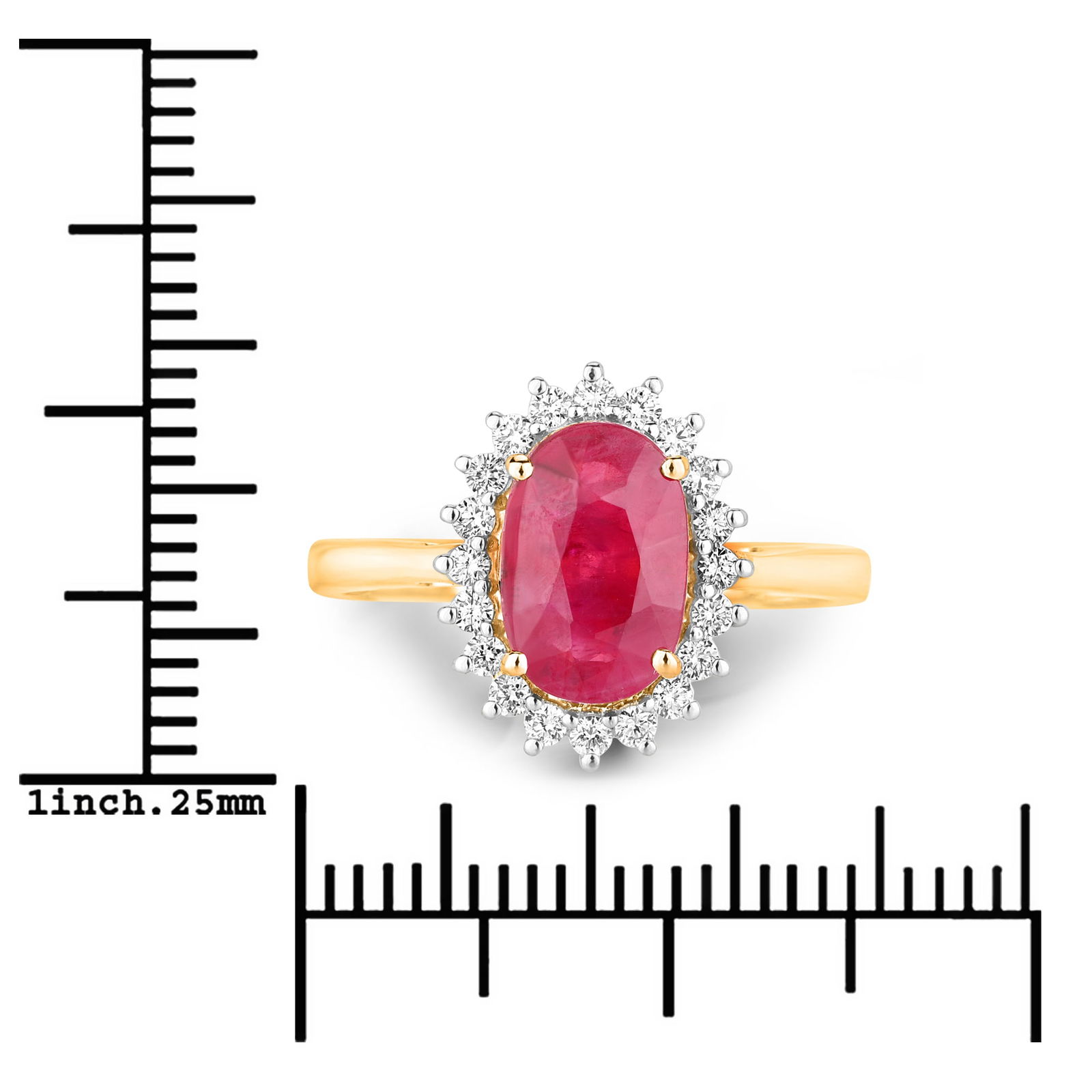 Ruby and Diamond Halo Ring - 6