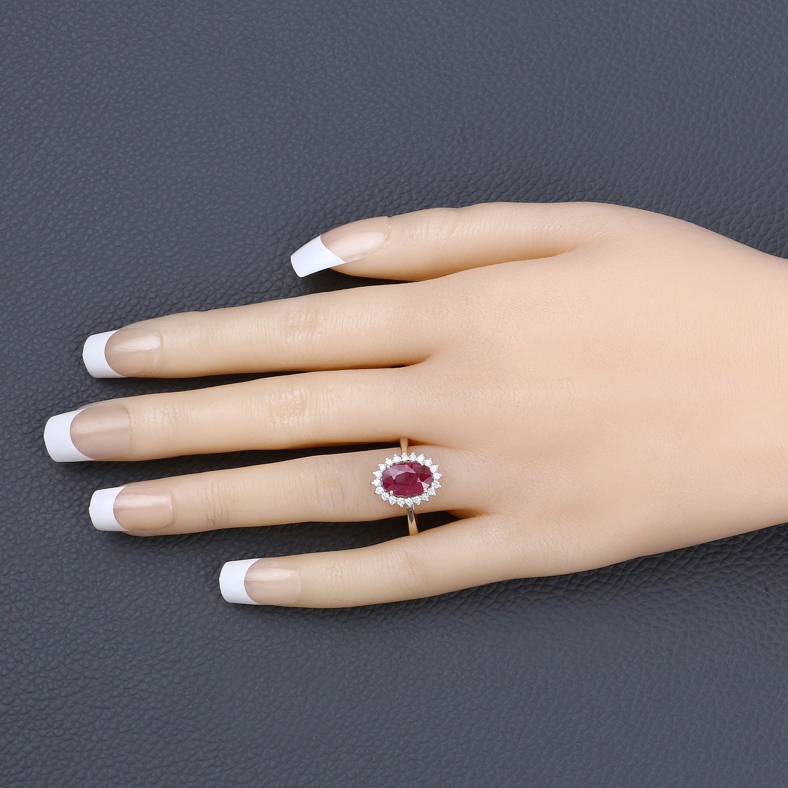 Ruby and Diamond Halo Ring - 7