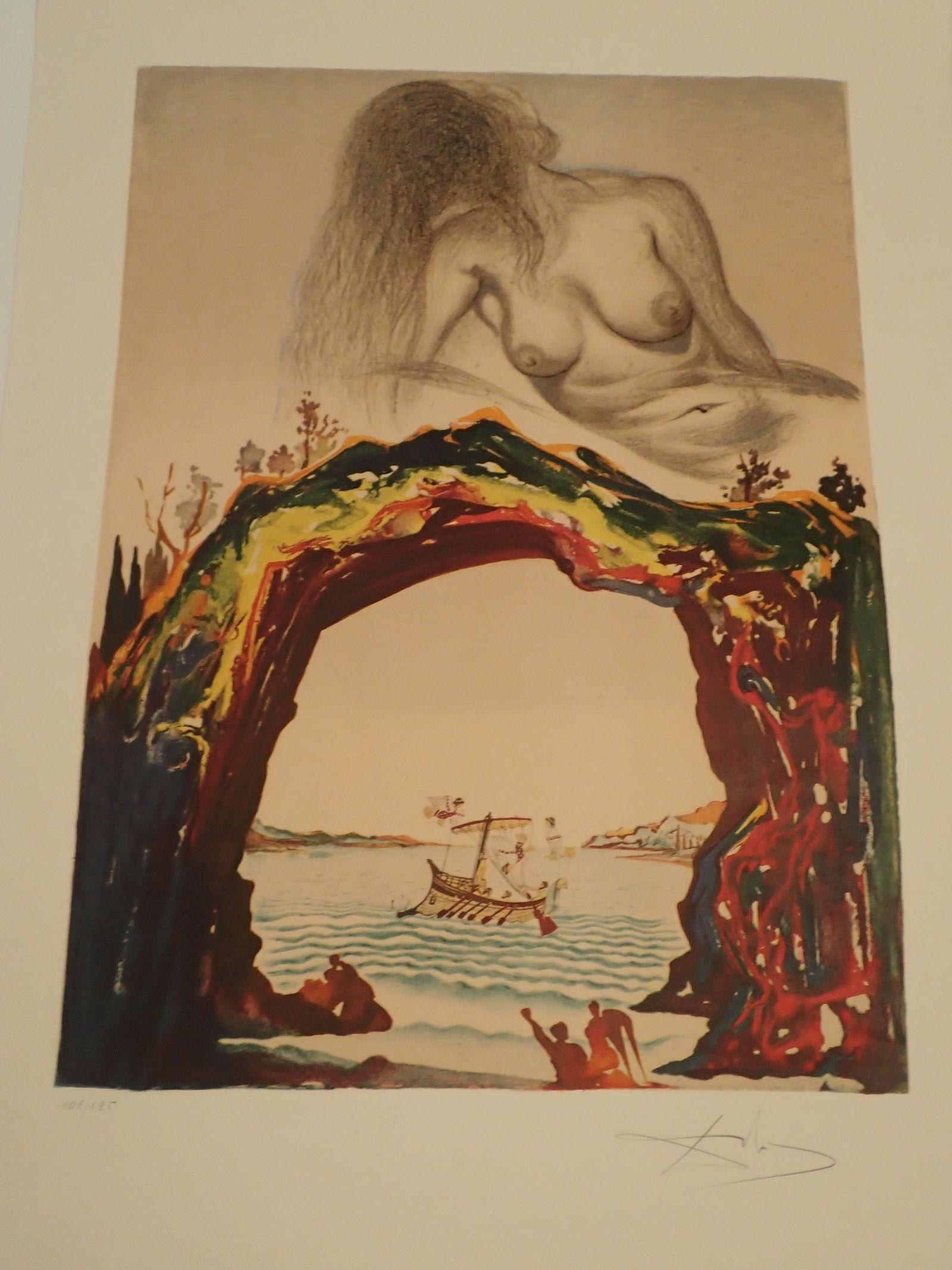 Salvador Dali Litho + Mixed Media Hand Signed: BAT925A/5-YSSS Description: La Sirene (Siren) Artist Name: Salvador Dali Medium: Color lithograph, engraving + Mixe