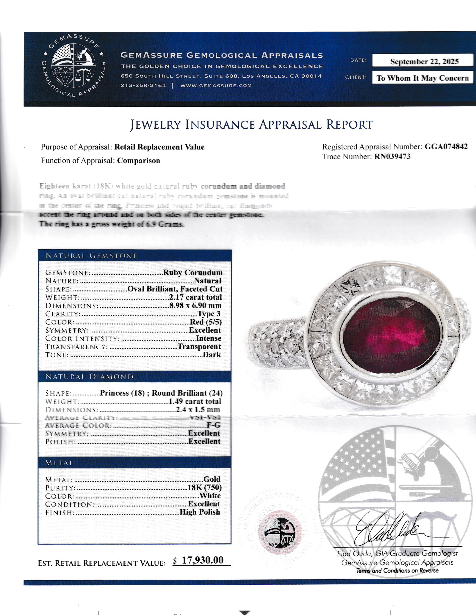 18K Ruby & Diamond Ring - 5
