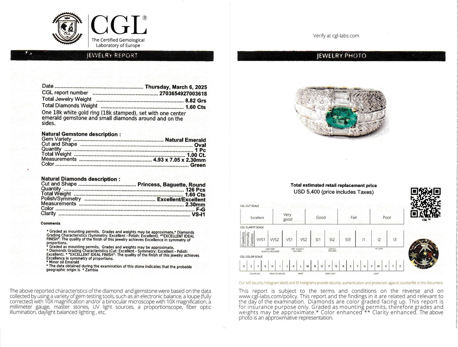 Emerald & Diamond Ring - 5