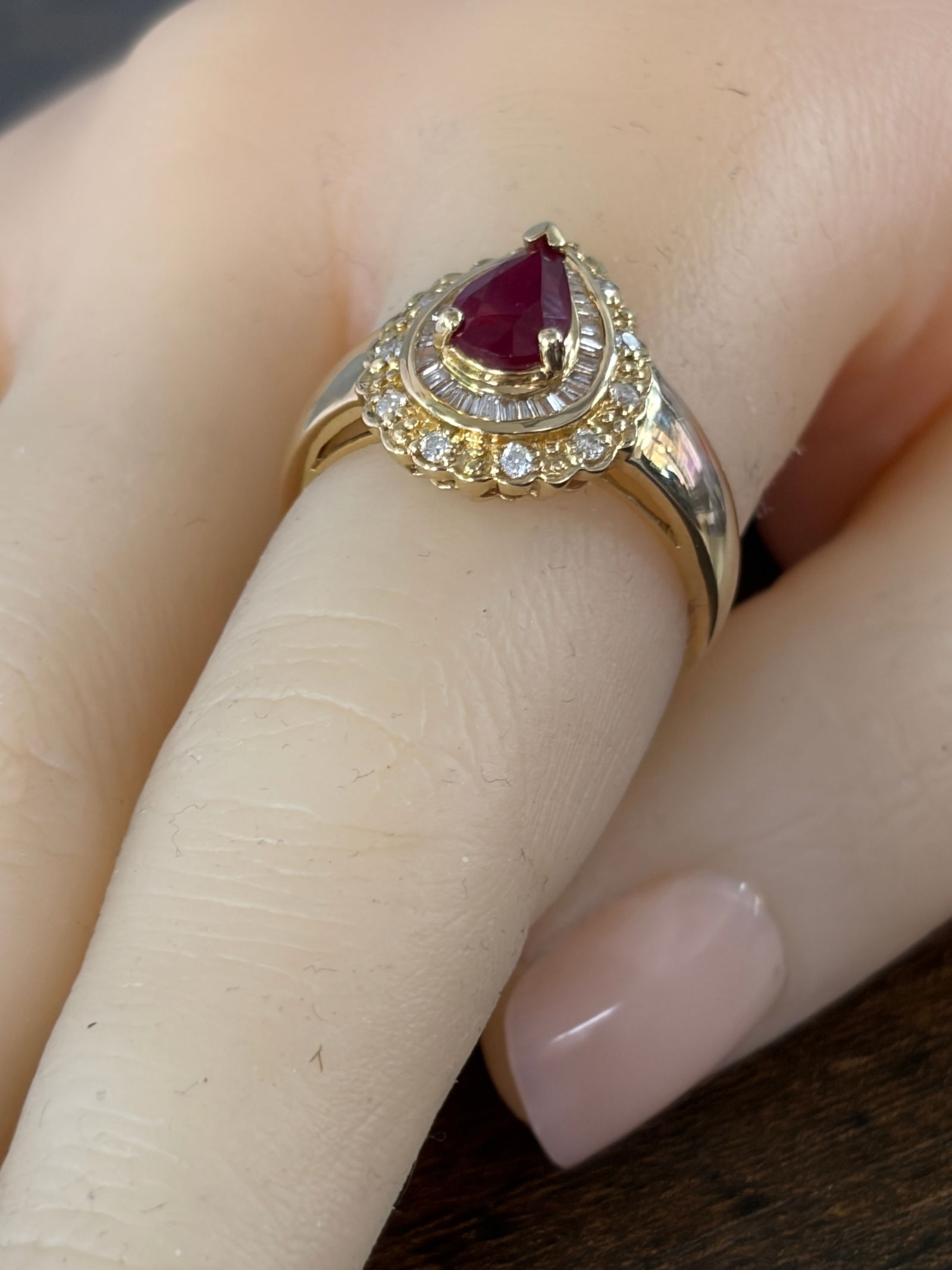 Pear Shaped Ruby and Diamond Ring - 4