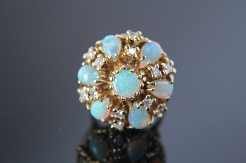 Vintage 1970s 14k Gold and Opal Cocktail Ring (1 of 3)
