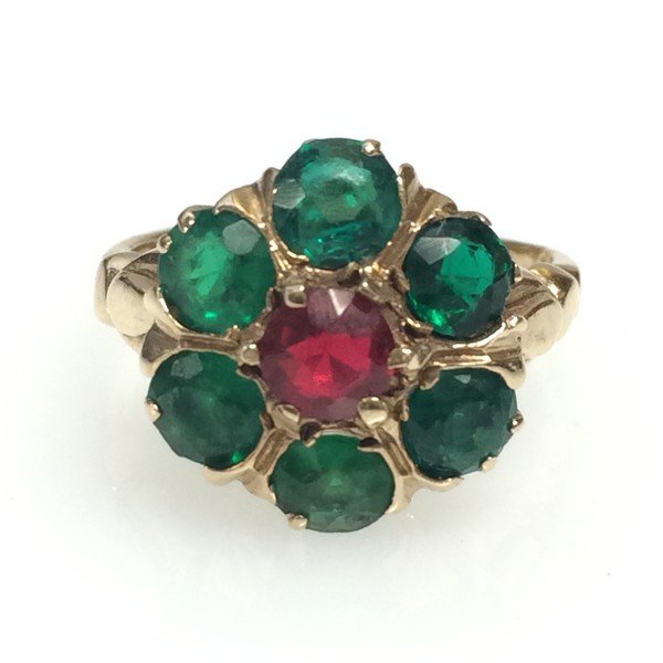 Emerald and Red Stone Ring Circa 1920's (1 of 3)