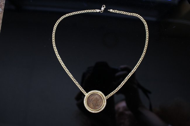 Ancient Roman Coin Diamond Necklace (1 of 3)